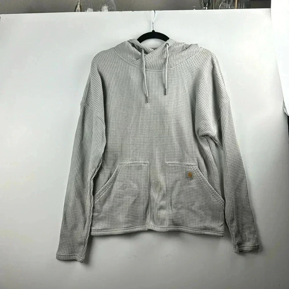 Carhartt RELAXED FIT SZ S 4-6 HOODIE LIGHT GREY WAFFLE TYPE FABRIC - Picture 1 of 6